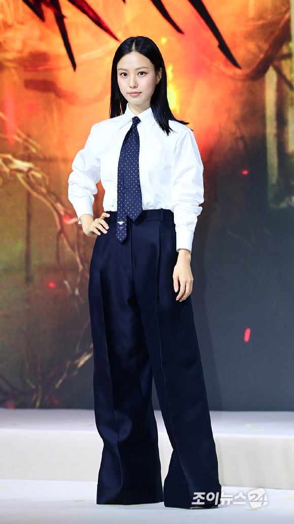 배우 고민시가 17일 오전 서울 종로구 JW 메리어트 동대문에서 열린 넷플릭스 오리지널 시리즈 '스위트홈 시즌3' 제작발표회에 참석하고 있다. [사진=정소희 기자]