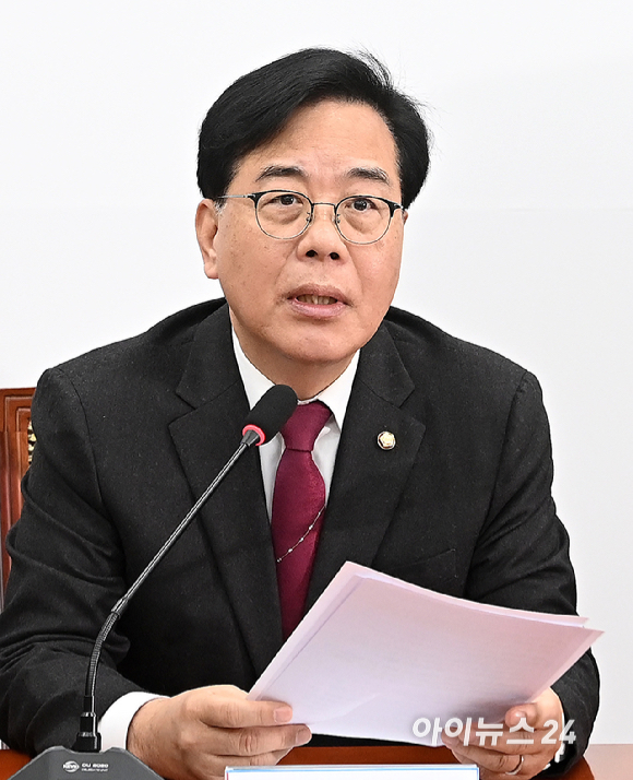 송언석 원내대표가 13일 서울 여의도 국회에서 열린 최고위원회의에서 발언하고 있다. [사진=곽영래 기자]