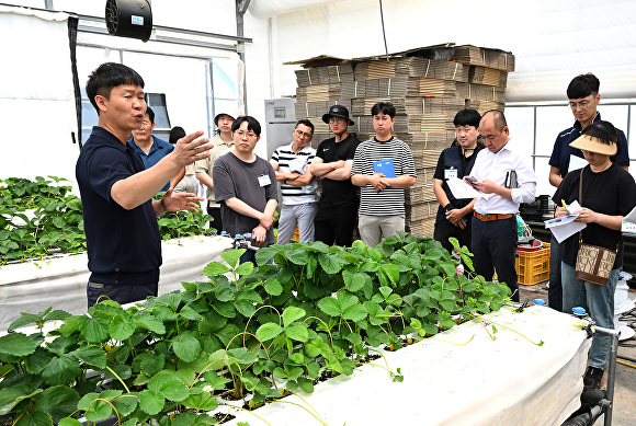 충북농업기술원이 1일 청년농업인 안정정착을 위한 지침서를 발간했다. 사진은 도내 청년농업인 등을 대상으로 한 스마트팜 선도 농장 견학 교육 모습. 2023. 06. 15. [사진=아이뉴스24 DB]