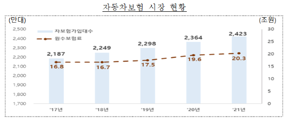 자동차보험 시장 현황 [사진=금융감독원]