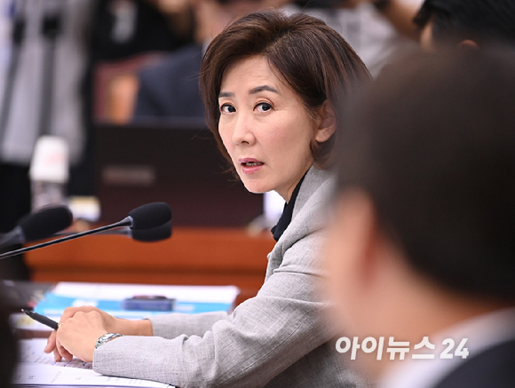 나경원 국민의힘 의원이 10일 서울 여의도 국회에서 열린 법제사법위원회 전체회의에서 발언하고 있다. [사진=곽영래 기자]