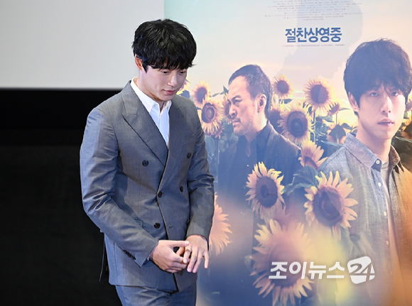 일본배우 사카구치 켄타로가 29일 오후 서울 강남구 메가박스 코엑스에서 열린 영화 '파이널 피스' 기자간담회에 참석하고 있다. [사진=곽영래 기자]