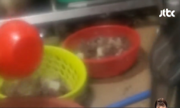 한 유명 식당에서 일했던 직원이 촬영한 음식 재사용 모습. [사진=JTBC '사건반장']