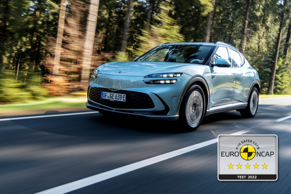 현대자동차 제네시스 브랜드는 지난 6월에 유럽에 선보인 GV60가 유럽의 신차 안전성 평가 프로그램인 '유로 NCAP(New Car Assessment Programme)'에서 최고 등급인 별 다섯(★★★★★)을 획득했다. [사진=현대자동차]