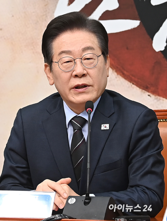이재명 더불어민주당 대표가 28일 오전 서울 여의도 국회에서 열린 확대간부회의에서 발언하고 있다. [사진=곽영래 기자]