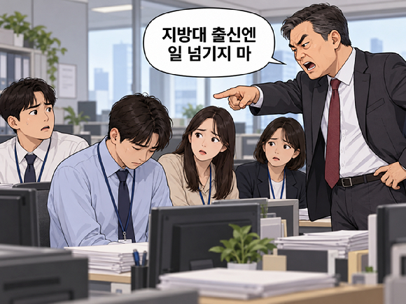 직장에서 유독 '학벌'로 사람을 차별해 부하 직원을 당황케 하는 직장 상가 누리꾼들로부터 공분을 사고 있다. 그림은 챗GPT로 생성한 인공지능(AI) 이미지. [사진=챗GPT]