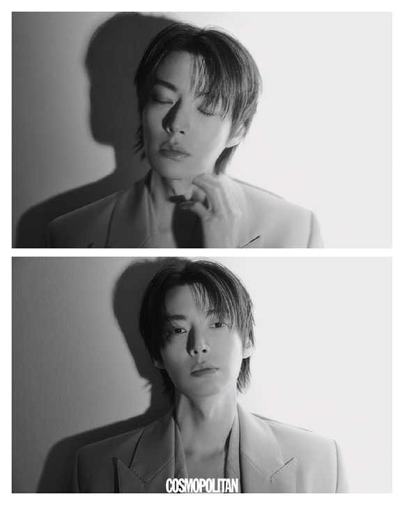 배우 서인국, 안재현이 화보 촬영에서 포즈를 취하고 있다. [사진=코스모폴리탄]