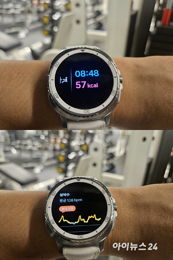 갤럭시워치8은 견고한 메탈 케이스에 돌출된 회전 베젤이 조작성을 높였다. [사진=설재윤 기자]