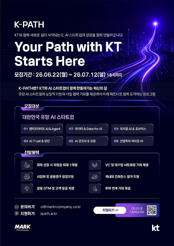 KT, AI 스타트업 발굴 나선다…'K-PATH 2026' 공모