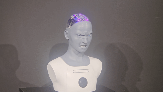 6일 오후 서울 노원구 인공지능과학관. 로봇 '아메카'가 미간을 찡그리다 윙크하는 표정을 짓고 있다. [사진=설재윤 기자]