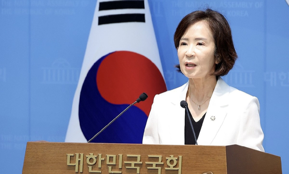 최수진 국민의힘 의원이 국회 기자회견실에서 발언하고 있다. [사진=연합뉴스]