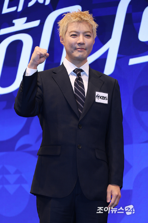 김문정 음악감독이 28일 오후 서울 영등포구 여의도동 KBS아트홀에서 진행된 '2026 아이치-나고야 아시안게임' 제작발표회에 참석해 소감을 말하고 있다. [사진=문수지 기자]