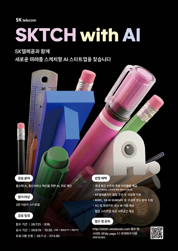 SKT, AI 스타트업 15곳 뽑는다…'SKTCH with AI' 출범