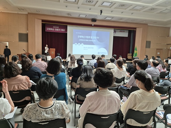 29일 대구시 공무원들을 대상으로 한  ‘규제혁신 어떻게 할 것인가’ 전문가 특강이 열리고 있다. [사진=대구시]