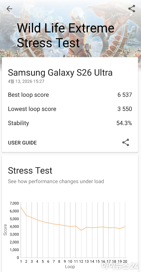 퀄컴 스냅드래곤8 엘리트 5세대 AP가 탑재된 갤럭시 S26 울트라 단말 모습. [사진=안세준 기자]