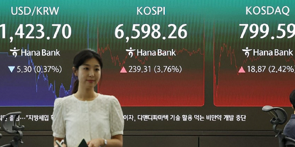 연합뉴스 [사진=5일 하나증권 딜링룸]