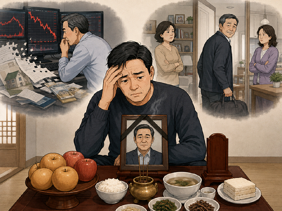 살아생전 전 재산을 주식에 탕진하고, 두집 살림까지 해온 아버지의 제사를 계속 모셔야 하는지 고민이라는 아들의 사연이 알려졌다. 그림은 챗GPT로 생성한 인공지능(AI) 이미지. [사진=챗GPT]