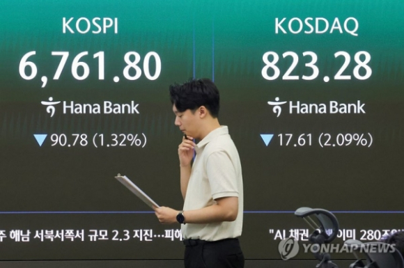 21일 서울 중구 하나은행 딜링룸 [사진=연합뉴스]