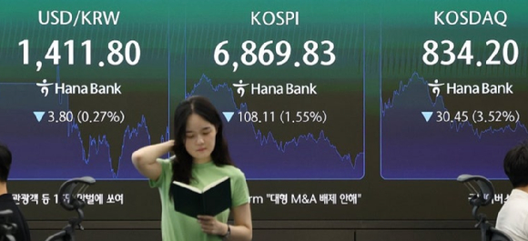18일 오후 하나은행 딜링룸 [사진=연합뉴스]