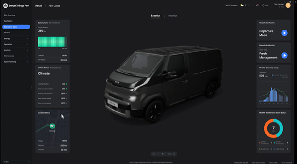 삼성전자 스마트싱스 프로를 통해 기아 차량(PBV)을 제어하는 사진 [사진=삼성전자]