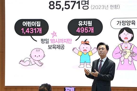 김태흠 충남도지사가 3일 '충남형 풀케어 돌봄정책'에 대해 설명하고 있다 [사진=정종윤 기자]