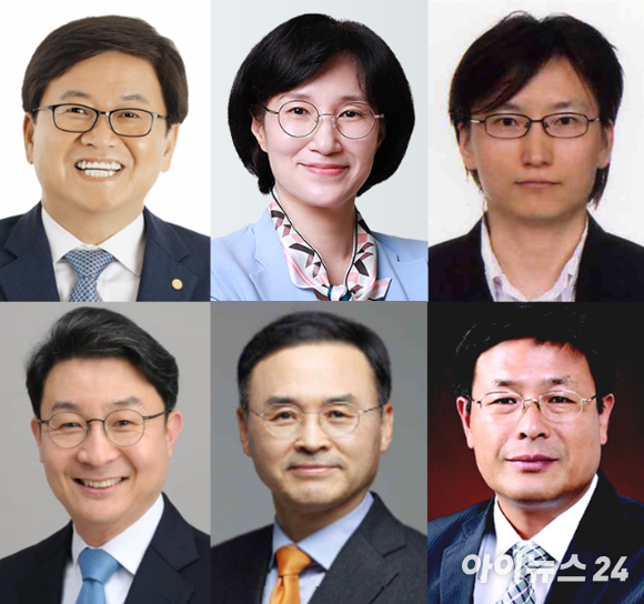 대통령실이 13일 공석 중인 교육부 장관과 여성가족부 장관 등 장관급 후보자 6명을 발표했다. 왼쪽부터 교육부 장관 최교진(세종시 교육감), 여가부 장관 원민경(국가인권위 비상임위원), 공정위원장 주병기(서울대 경제학부 교수), 금융위원장 이억원(서울대 경제학부 특임교수), 국가교육위원장 차정인(부산대 법학전문대학원 교수), 농어업농어촌특별위원장 김호(단국대 식품자원경제학과 교수) [사진=대통령실]