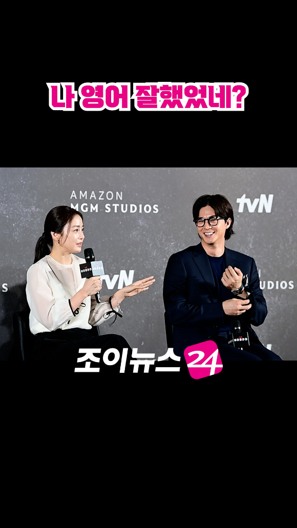 배우 김태희, 김지훈이 지난달 21일 오전 서울 용산구 CGV아이파크몰점에서 열린 아마존 프라임 비디오 시리즈 '버터플라이(Butterfly)' 제작발표회에 참석해 소감을 말하고 있다. [사진=정소희 기자]