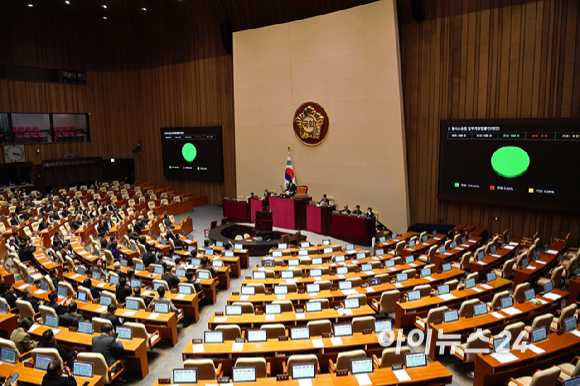 12일 서울 여의도 국회에서 열린 본회의에서 형사소송법 일부개정법률안(대안)이 통과되고 있다. [사진=곽영래 기자]