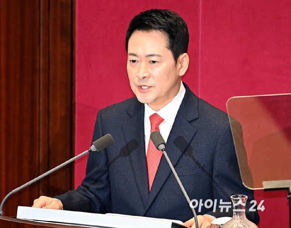장동혁 국민의힘 대표가 4일 국회 본회의에서 교섭단체 대표연설을 하고 있다. [사진=곽영래 기자]