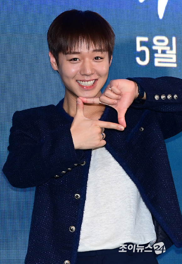 배우 박지훈이 6일 오후 서울 광진구 풀만 앰배서더 서울 이스트폴에서 열린 티빙 오리지널 '취사병 전설이 되다' 제작발표회에 참석하고 있다. [사진=정소희 기자]