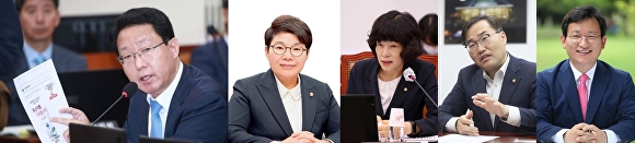 왼쪽부터 김상훈·임이자·최연숙·홍석준·김형동 국민의힘 의원 [사진=각 의원실]