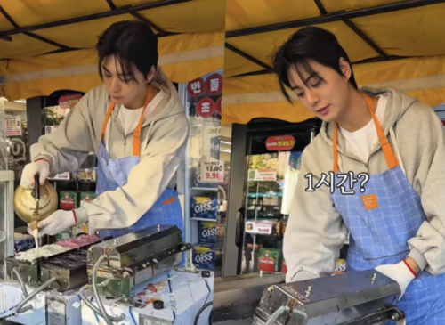 '붕은우'로 알려진 A씨가 손님에게 하트 손모양을 하고 있다. [사진=인스타그램]