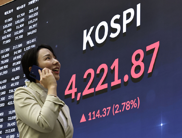 지난 3일 서울 영등포구 한국거래소 홍보관 전광판에 코스피 지수가 표시되고 있다. [사진=연합뉴스 ]