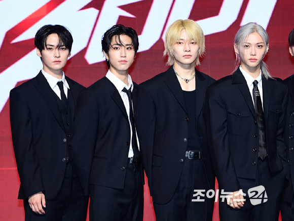 그룹 스트레이 키즈(Stray Kids)가 19일 오전 서울 영등포구 여의도 콘래드 호텔에서 열린 새 미니 앨범 'ATE'(에이트) 발매 기념 기자간담회에 참석하고 있다. [사진=정소희 기자]