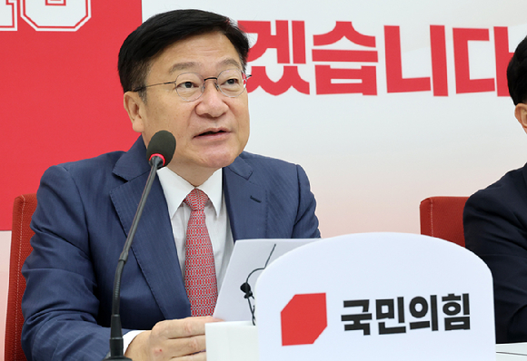 국민의힘 정점식 원내대표가 12일 국회에서 열린 기자간담회에서 현안 관련 발언을 하고 있다. 2026.6.12 [사진=연합뉴스]