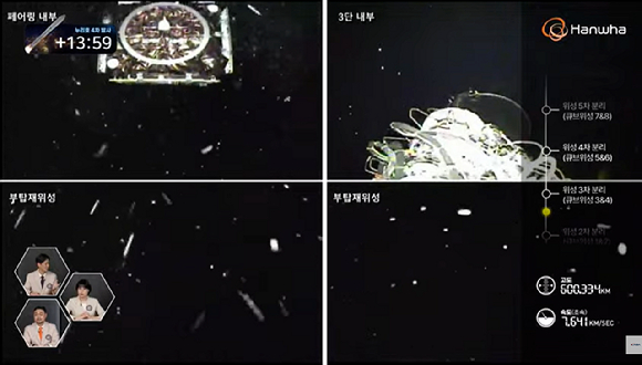 누리호가 27일 새벽 고흥 나로우주센터에서 발사되고 있다. [사진=항우연]