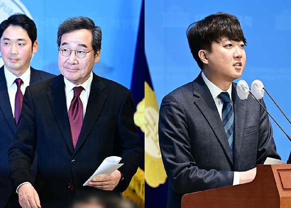 이낙연 전 더불어민주당 대표(좌)와 개혁신당 이준석 대표. [사진=곽영래 기자]