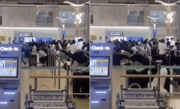 인천공항 출국장 체크인 카운터에서 발생한 새치기 [사진=온라인 커뮤니티 갈무리]