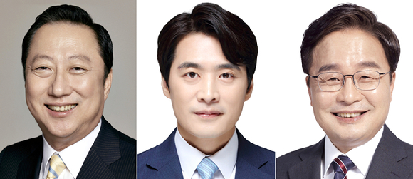 이재명 대통령이 17일 대미특사단 단장으로 박용만 전 대한상공회의소 회장(사진 왼쪽)을 임명했다. 우상호 대통령실 정무수석은 17일 브리핑에서 이같이 밝히면서 "더불어민주당 한준호 최고위원(사진 가운데)과 김우영 의원도 함께 특사단으로 파견하기로 했다"고 전했다. 2025.7.17 [사진=연합뉴스]