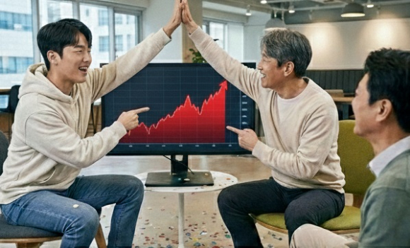 주식 상승에 기뻐하는 투자자 이미지 [사진=제미나이 AI 생성 이미지]