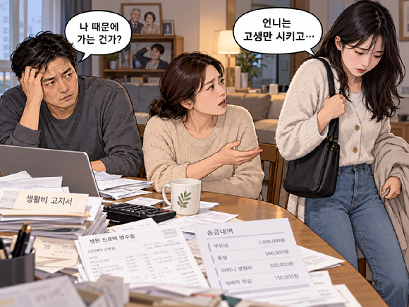 백수 동생과 부모님 부양을 전담하는 탓에 처가는 물론 처제에게까지 무시를 당하고 있다는 남편의 사연이 온라인상에서 화제다. 그림은 챗GPT로 생성한 인공지능(AI) 이미지. [그림=챗GPT]