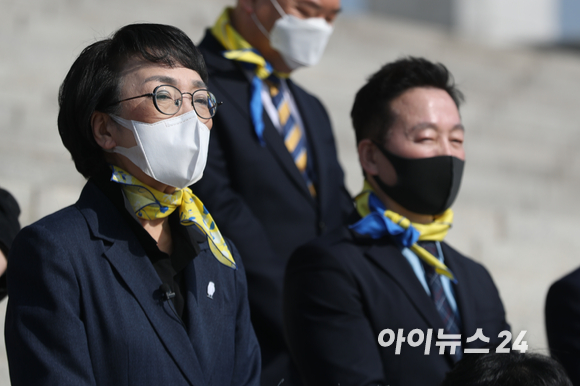 김진애 열린민주당 서울시장 보궐선거 후보가 지난해 3월8일 서울 여의도 국회에서 열린 '김진애 후보 필승 출정식'에서 발언을 하고 있다. [사진=아이뉴스24 포토DB ]