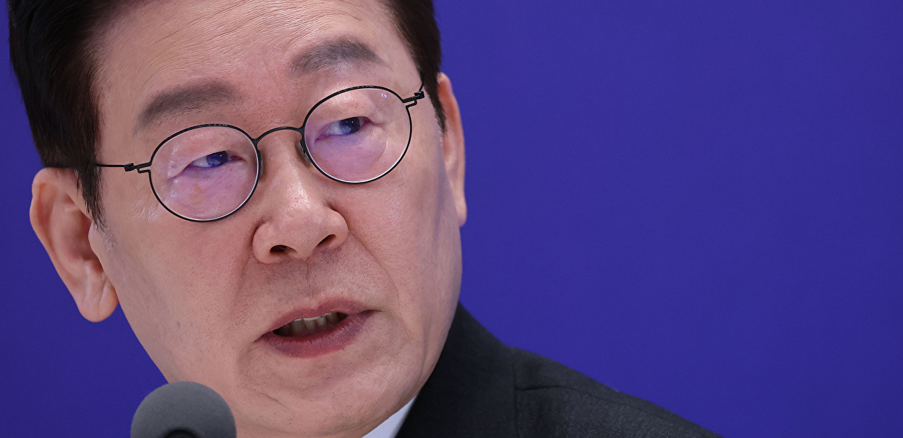 이재명 대통령이 21일 청와대 영빈관에서 열린 신년기자회견에서 취재진 질문에 답하고 있다. 2026.1.21 [사진=연합뉴스]