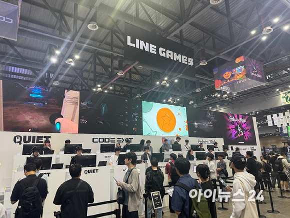 라인게임즈 신작 체험을 위해 모인 관람객들. [사진=문영수 기자]