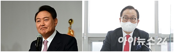 윤석열 대통령 당선인(왼쪽)과 박상돈 천안시장. [사진=아이뉴스24 DB]