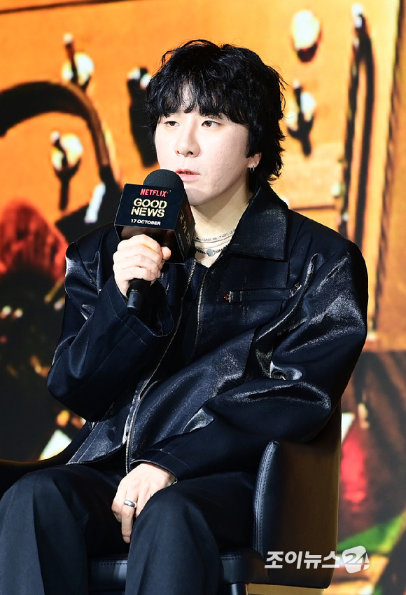 변성현 감독이 14일 오전 서울 동대문구 JW메리어트 동대문에서 열린 넷플릭스 영화 '굿뉴스' (감독 변성현) 제작보고회에 참석하고 있다. [사진=정소희 기자]