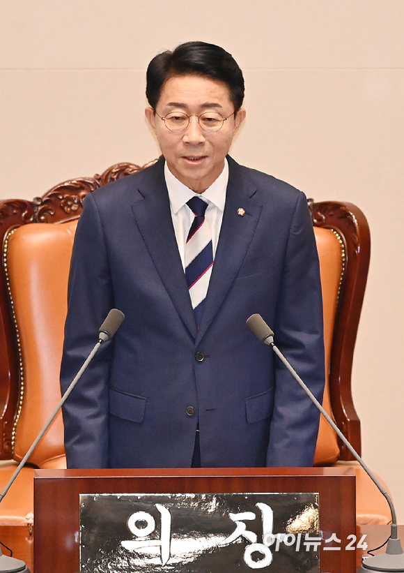 조정식 국회의장이 1일 서울 여의도 국회에서 열린 제439회 국회(정기회) 개회식에서 발언하고 있다. [사진=곽영래 기자]