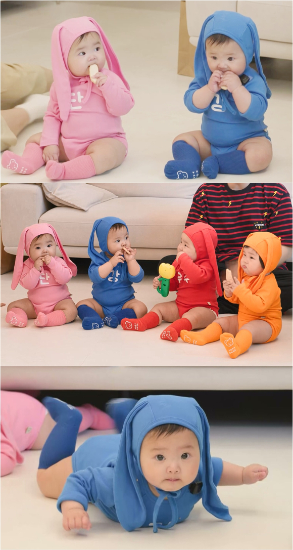 '슈퍼맨이 돌아왔다' 강단둥이 남매가 우주별둥이 자매와 만났다. [사진=KBS ]