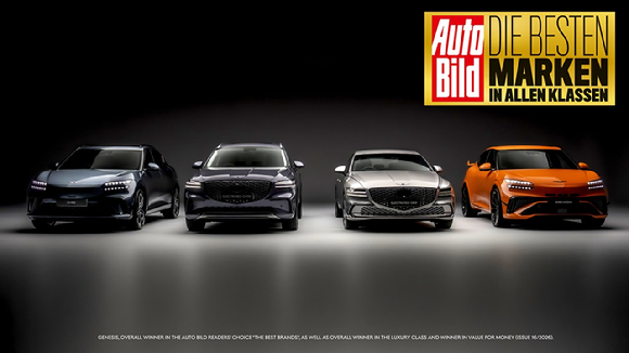 독일의 유력 자동차 전문 매체인 '아우토빌트(Auto Bild)'의 독자 평가에서 '최고의 자동차 브랜드'로 선정된 제네시스 라인업. [사진=현대자동차]