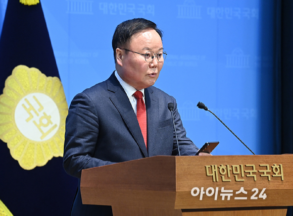 김재원 국민의힘 최고위원이 2일 국회 소통관에서 경북지사 출마 선언을 하고 있다. [사진=곽영래 기자]